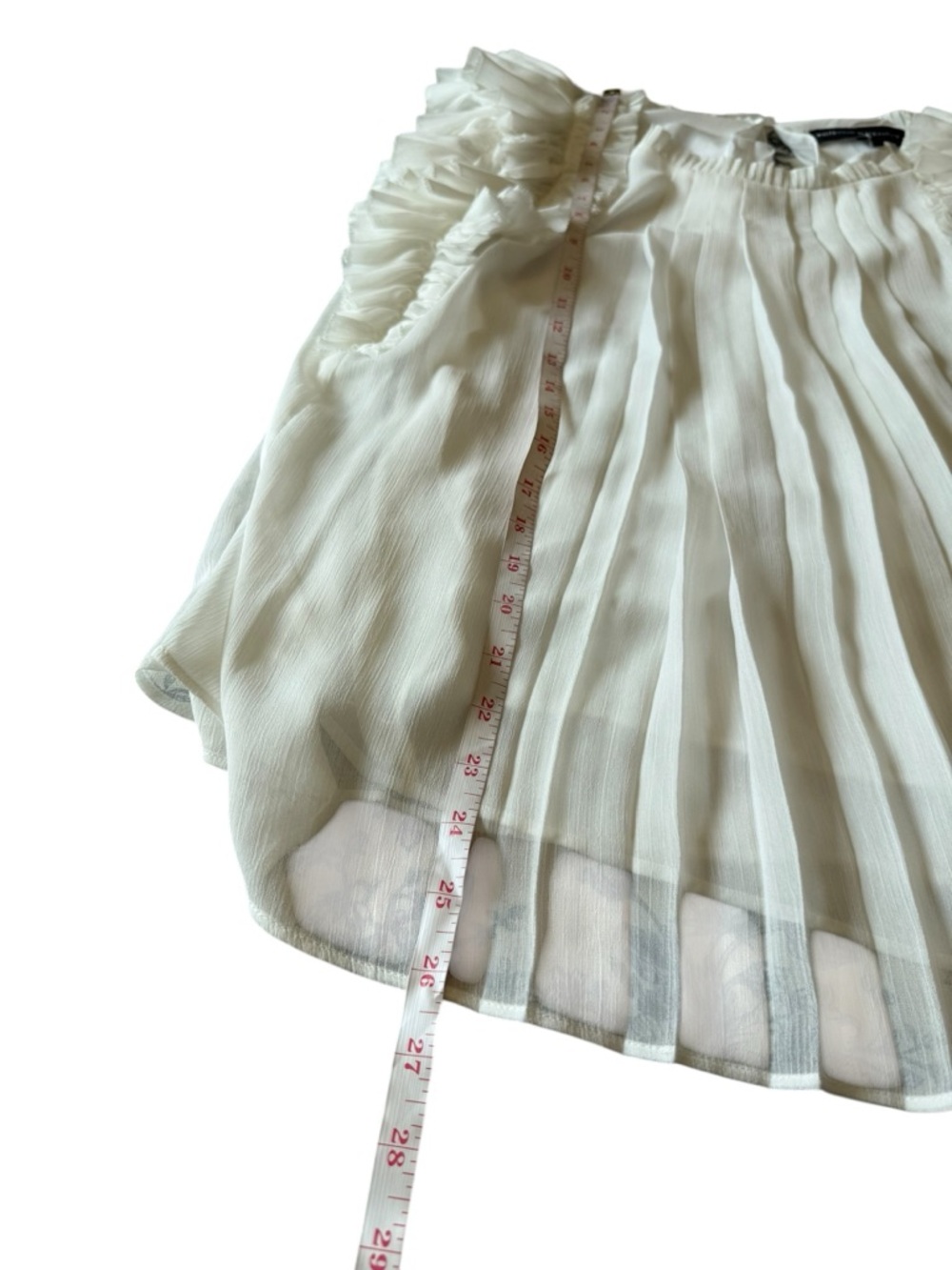 White House Black Market White Ruffled Pleated Sleeveless Top - Picture 5 of 11